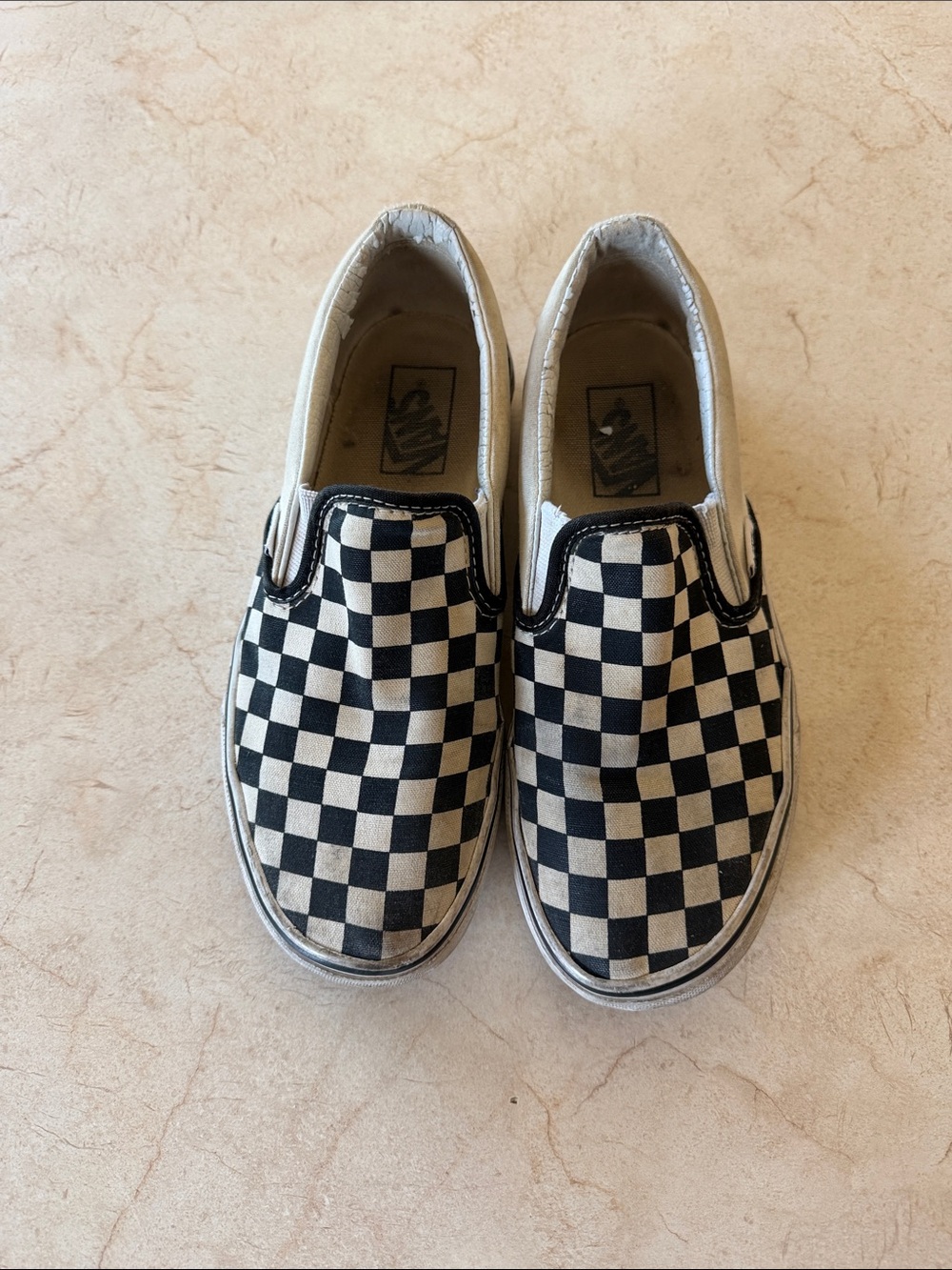 Vans Slip-On Checkerboard Sneakers - Black & Cream